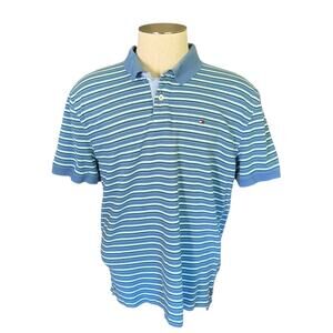 Tommy Hilfiger Cotton Blue Striped Polo Shirt Size XL